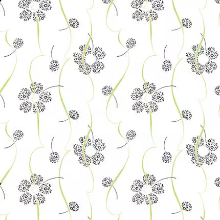 Clothworks Matcha: White Digital Ribbon Floral # Y4913-1