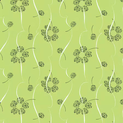 Clothworks Matcha: Lime Digital Ribbon Floral # Y4913-18