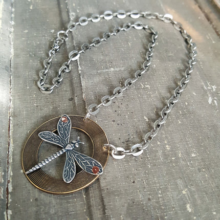 Lorraine Frances Dragonfly in Circles Necklace