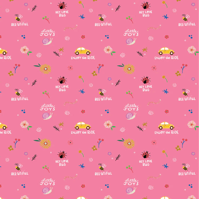 Poppie Cotton Hey Love Bug ~ Pink Little Joys BG25134