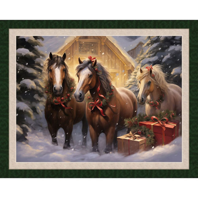 Marshall Holiday Horses PANEL