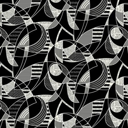 Black/Off White Abstract Geometric # 6857S-93