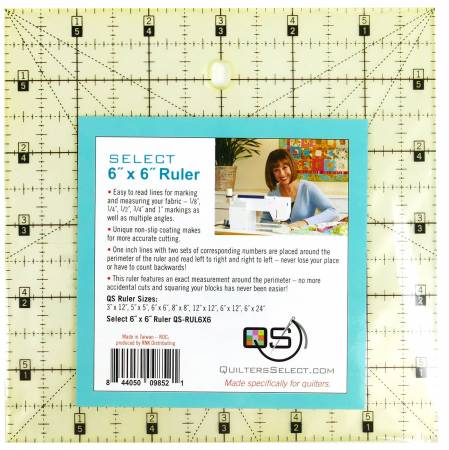 Quilter's Select Quilting Ruler 6in x 6in # QS-RUL6X6